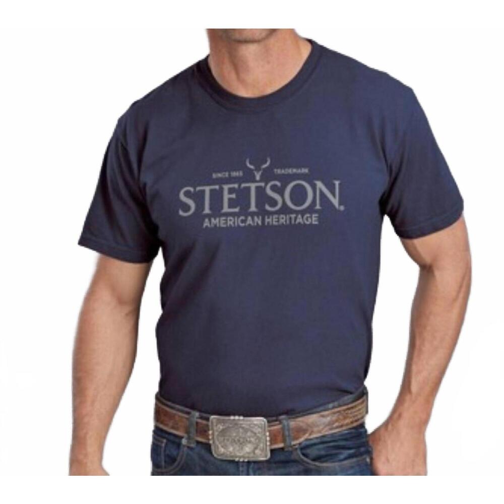 NEW STETSON american heritage short sleeve t-shirt in blue